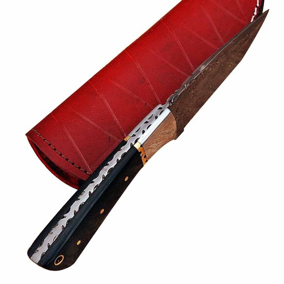 Damascus Steel Kitchen Knife Set Rain Drop Pattern Micarta Wood Handle NEW - Picture 5 of 6